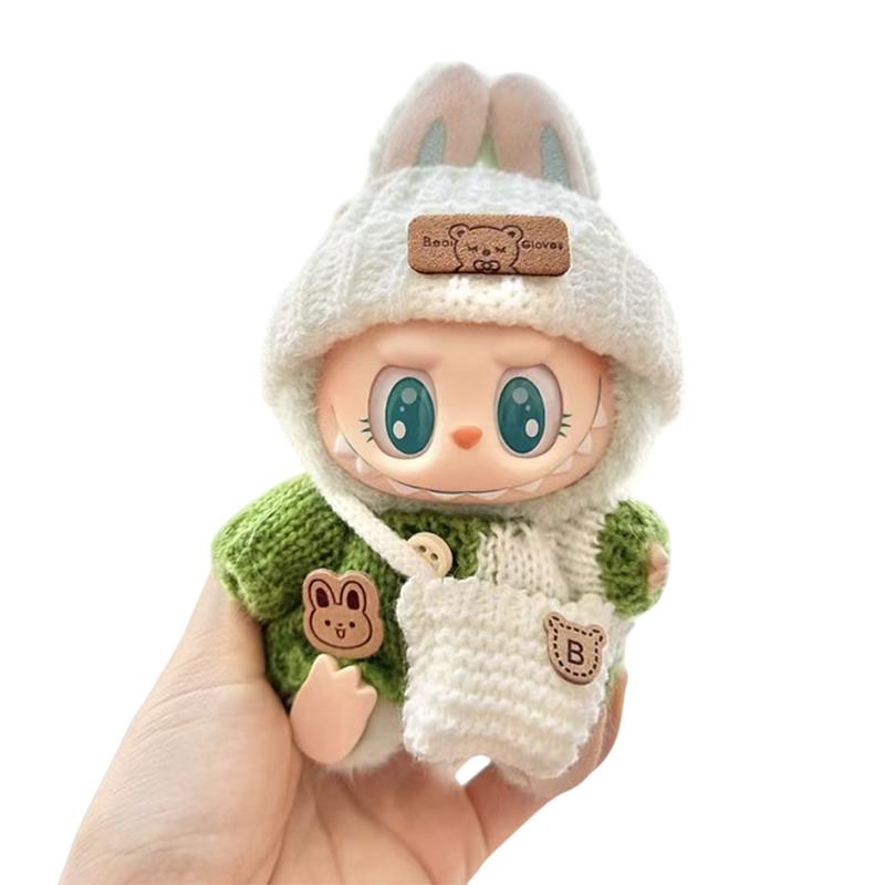 

17 см Мини Одежда для куклы Наряд Аксессуары для Labubu Свитер Шляпа Сумка через плечо Одежда Одежда для куклы Labubu Модная одежда A2