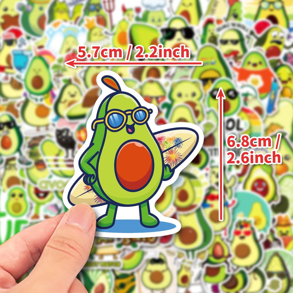 100 Bright Green Cute Avocado Stickers DIY Mobile Phone Case Refrigerator Skateboard Decoration Stickers