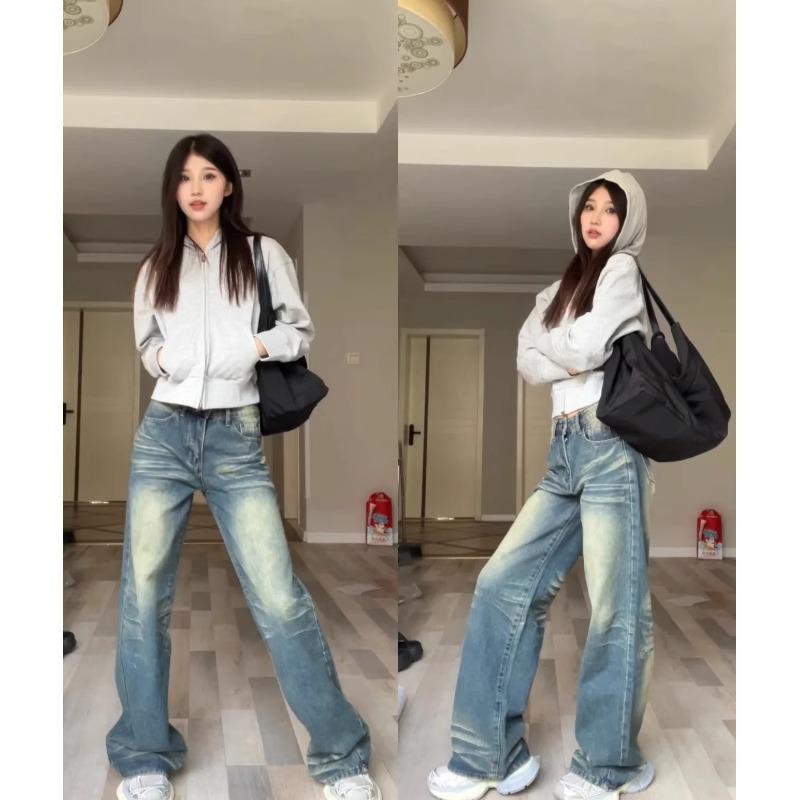 Gray Slim Fit Petite Korean Style Zip-Up Hooded Cardigan for Women, Ideal for Early Autumn/Spring Upper Outerwear