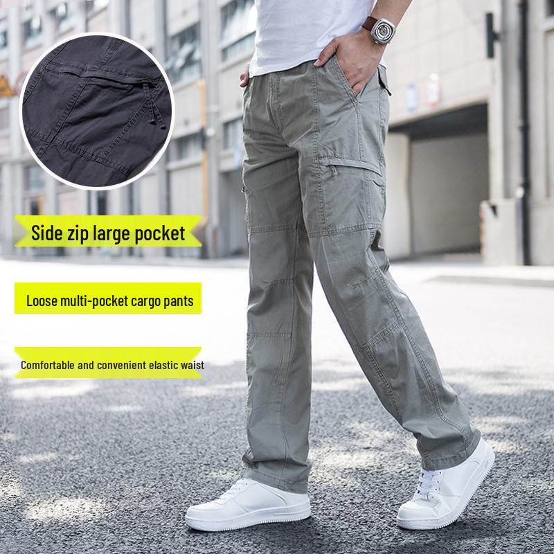 Men's Plus Size Straight Leg Loose Overalls - Wear-Resistant, Casual, Outdoor Sports Pants