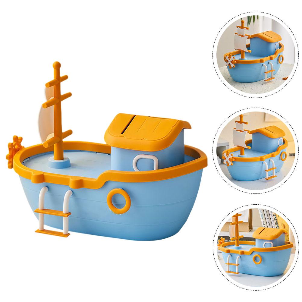 

Pirate Ship Piggy Bank Statue Baby Boxes Bracket Kids Coin Jar Money Plastic for Girls Savings Child Toys Boys