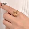 Hollow Star Shape Finger Ring Thumb Adjustable Opening Design Titanium