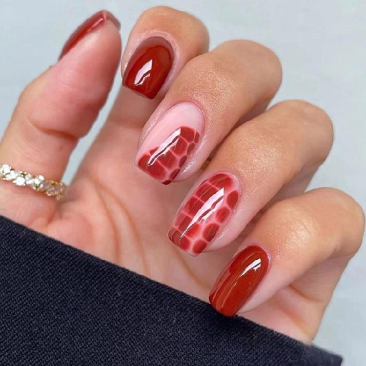 

24 Pcs Square Stick on Nail Glossy Full Cover False Nail Elegant Press On Nail Manicures Supplies for Woman 1