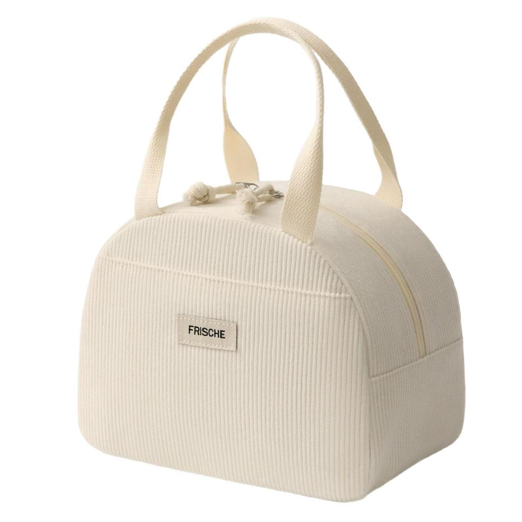 Large Capacity Corduroy Bento Bag for Work and School - Insulated and Portable with Strap