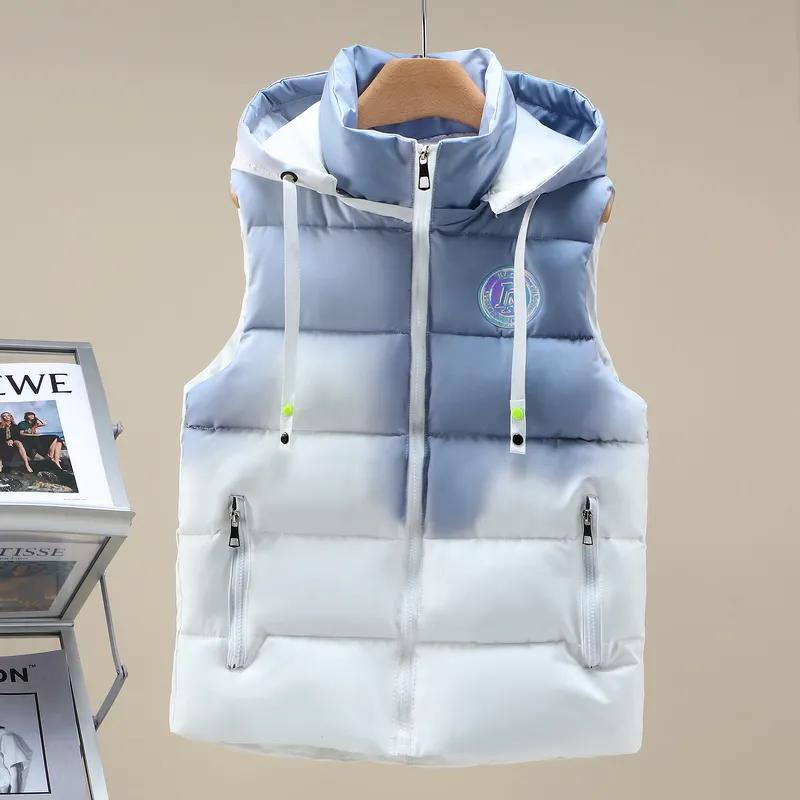 Women Autumn Winter Hooded Sleeveless Jacket Zipper Sim Warm Vest Outerwear Waistcoat