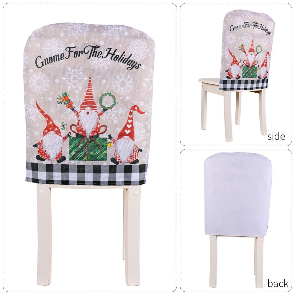 Old Forest Whimsical Man Theme Christmas Chair Cover In Stylish Checkered Patterns For Holiday Festivities