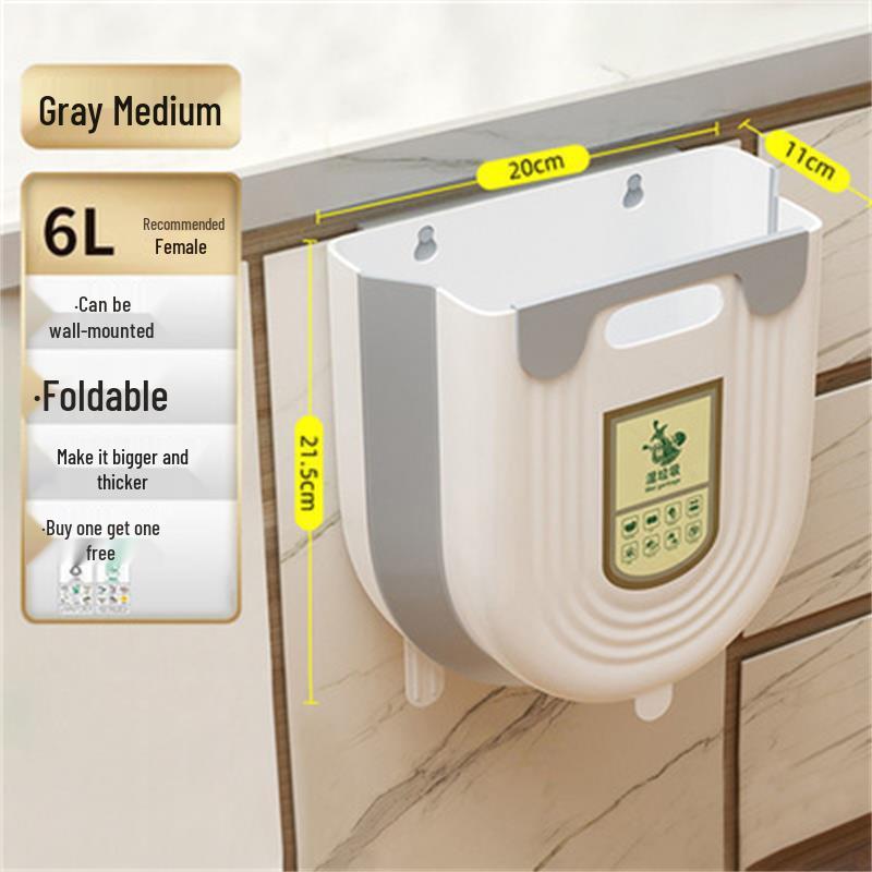 

Foldable Wall-Mounted Trash Can for Kitchen & Car: Waste Sorting & Storage Bin for Cabinets & Doors