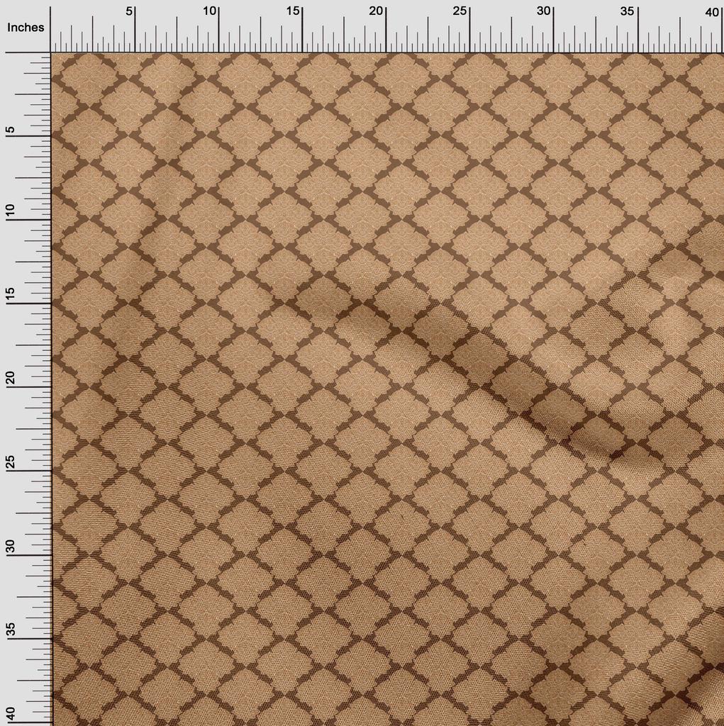 oneOone Cotton Poplin Brown Fabric Asian Block Print Quilting Supplies Print Sewing Fabric By The Yard 42 Inch