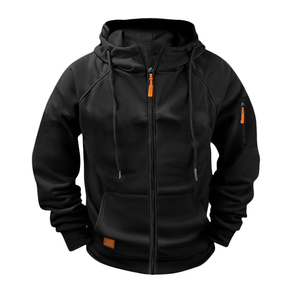 Heren Casual Rits-Up Cargo Hoodie met Meerdere Zakken Lange Mouwen Jas