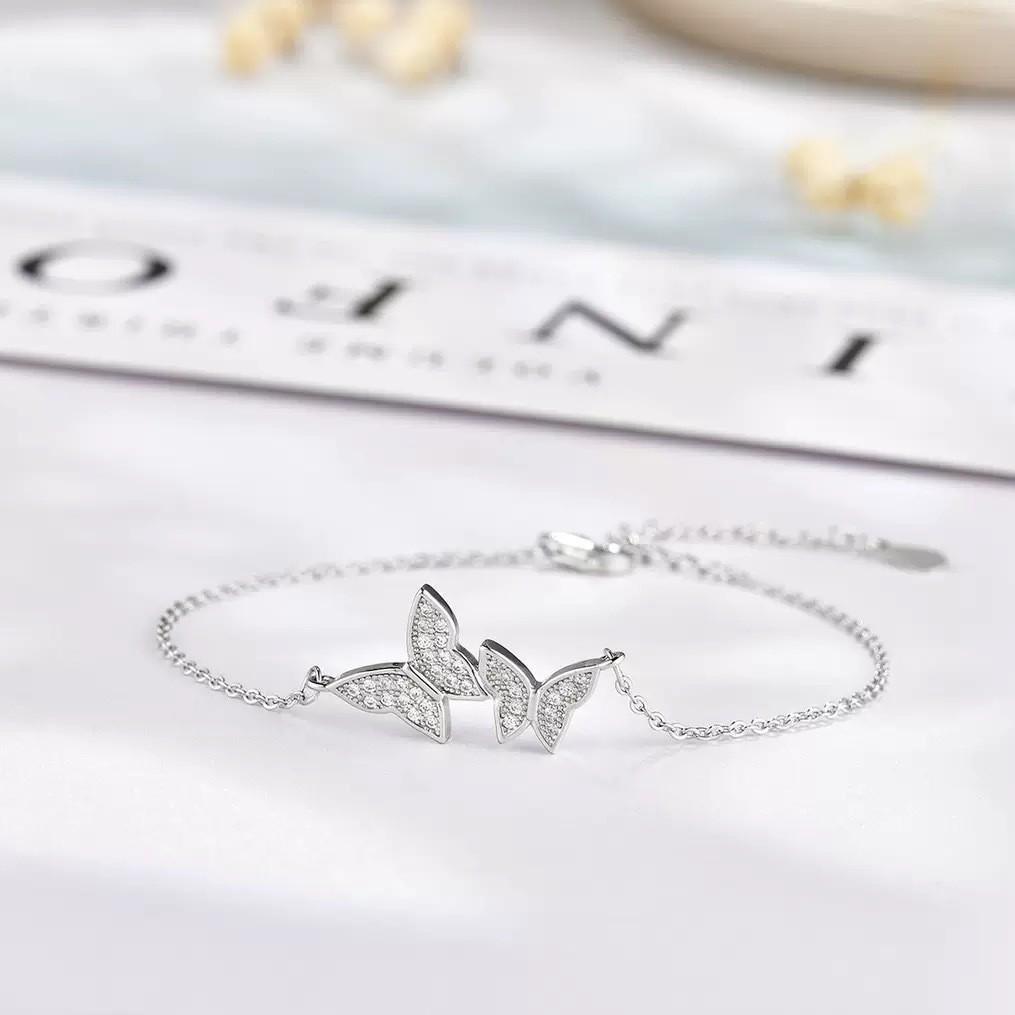 S925 Sterling Silver Double Butterfly Women s Valentine s Day Bracelet - Elegant Mori Style 925 Silver