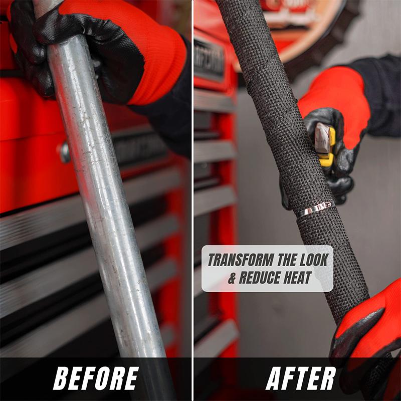 1.5m Motorcycle Exhaust Pipe Wrap Insulation Glass Fiber Tape Auto Insulation Heat Wrapped Tape 900-1200 Degrees Temperature