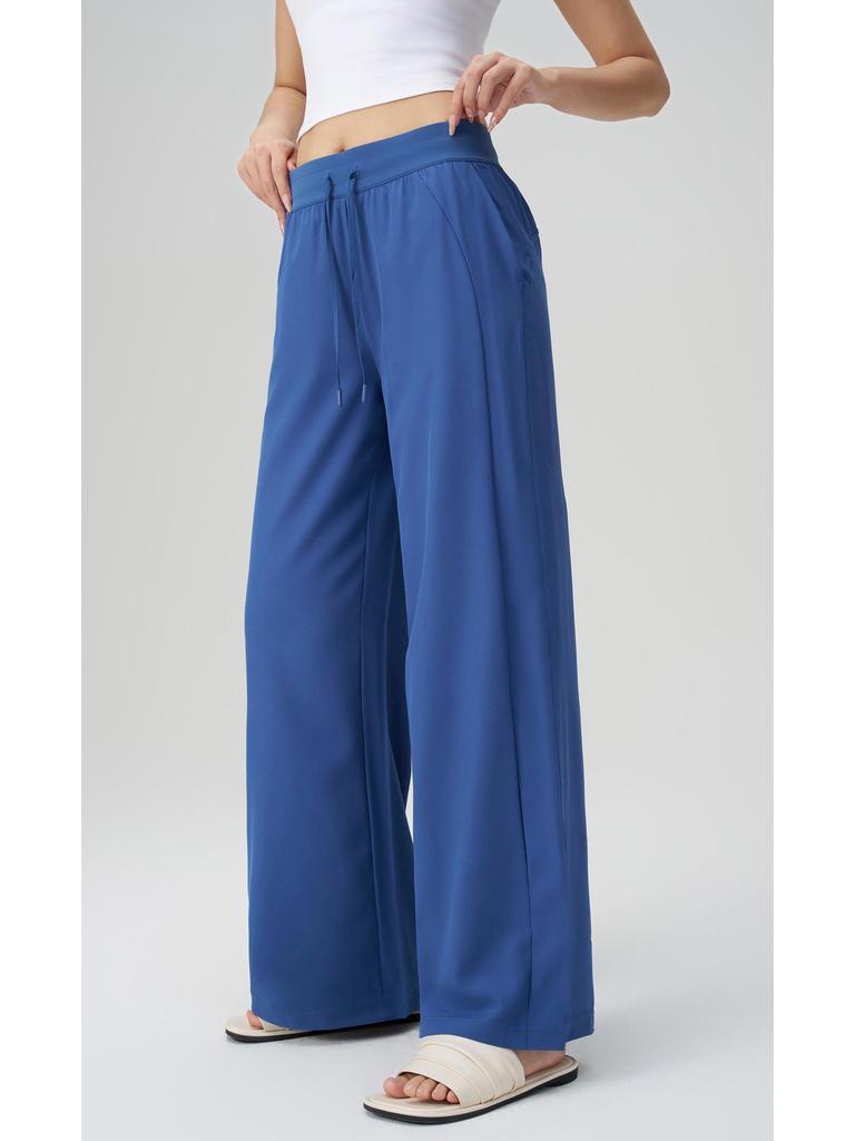 Women's High Waist Wide Leg Yoga Pants with Sun Protection and Pockets