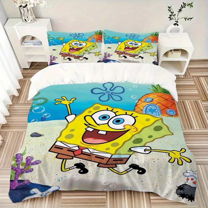 3pcs SpongeBob SquarePants Bedding Set - 1 Soft Quilt Cover + 2 Pillowcases, Machine Washable - Suitable for All Seasons, Perfect Gift for Family and