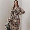 Sumi Ink Drawing Pattern V Neck Long Dress  2 Belts  Zc09qp500on