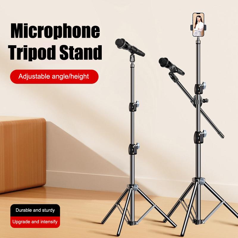 Supporto Treppiede A Braccio Per Microfono 1,7 2,1M Staffa Treppiede Per Microfono Bracci Trasversali Da 66Cm Con Clip E Supporto Per Telefono Per Iphone Samsung Xiaomi