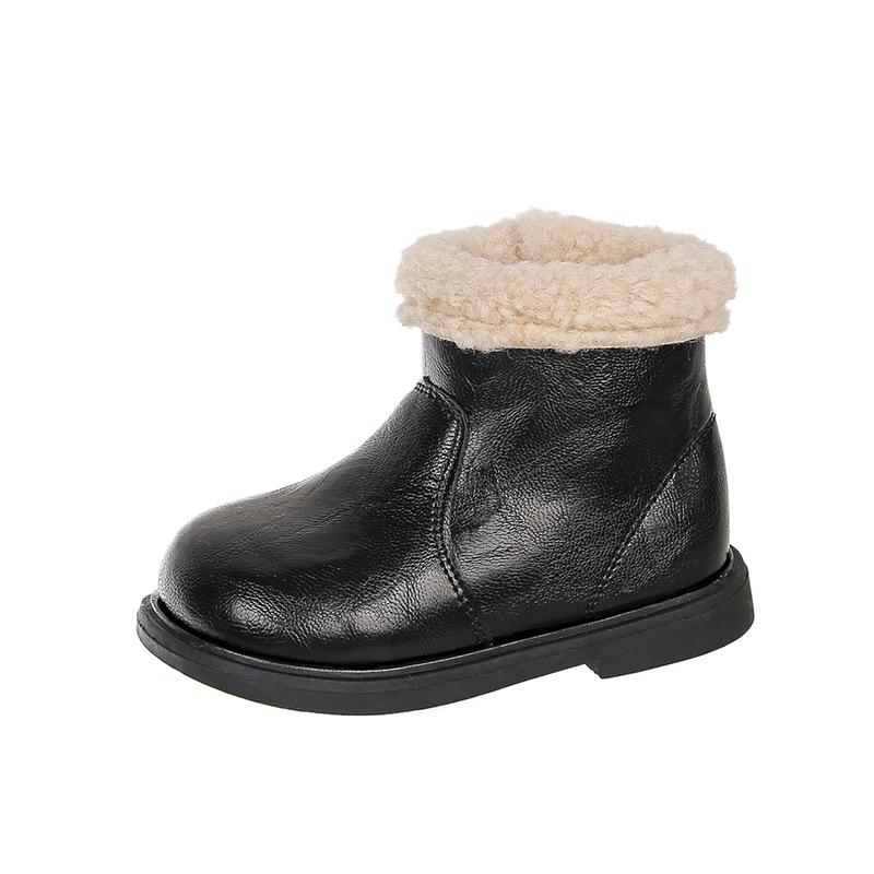 Girls Martin Boots Winter 2025 New Children's Thermal Velvet Cotton Boots Children's Leather Boots Girls Foreign Style Short Boots