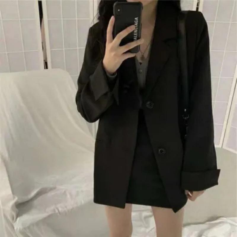 Women Loose Plus Size Korean College Style Casual Blazer Office Work Outerwear