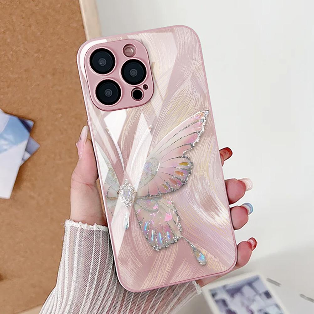 Butterfly Phone Case For Samsung S25 S24 S23 Ultra Case A17 A56 5g A55 A16 A26 A36 A54 A53 A25 A34 A52 A15 Tempered Glass Cover