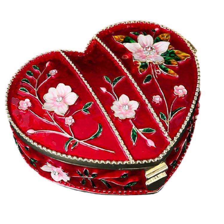 

Multipurpose Heart Jewelry Storage Multiple Layer Storage Sections Portable Accessory Case красный
