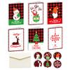 6pcs Merry Christmas Greeting Cards with Envelopes Stickers Folding Type Cartoon Print Gift Cards Christmas Decoration Supplies