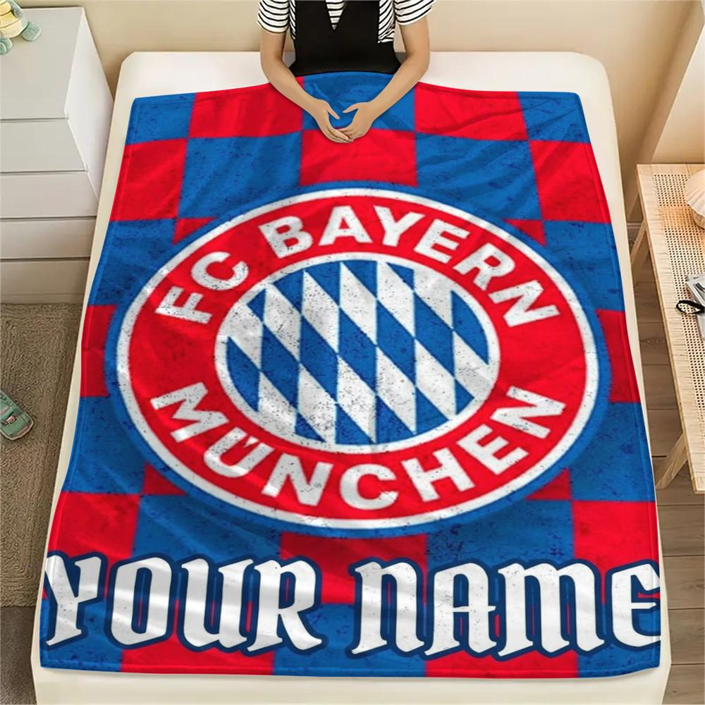 1PC Custom Name Bayern Munich Patterned Flannel Blanket Suitable For All Seasons for Home Decor Warmth and Comfort Gifts Holiday Present