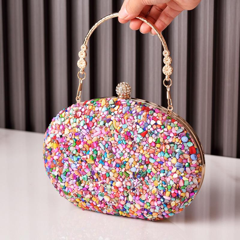 Multicolor Rhinestone Bag for Women Diamond Evening Wedding Handbag Designer Luxury Clutch Purse Purple Crossbody Shoulder Bag