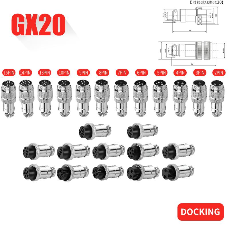 5/10/20Set GX12 GX16 GX20 2 3 4 5 6 7 8 9 10 12 14 15 Pin Male&Female Aviator Aviation Plug Socket Connector  Panel Mount