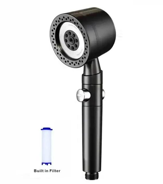 5 Modes Booster Shower Head with Massage Brush High Pressure Water Saving Portable Bathroom Filter ShowerHead with Hose and Hold