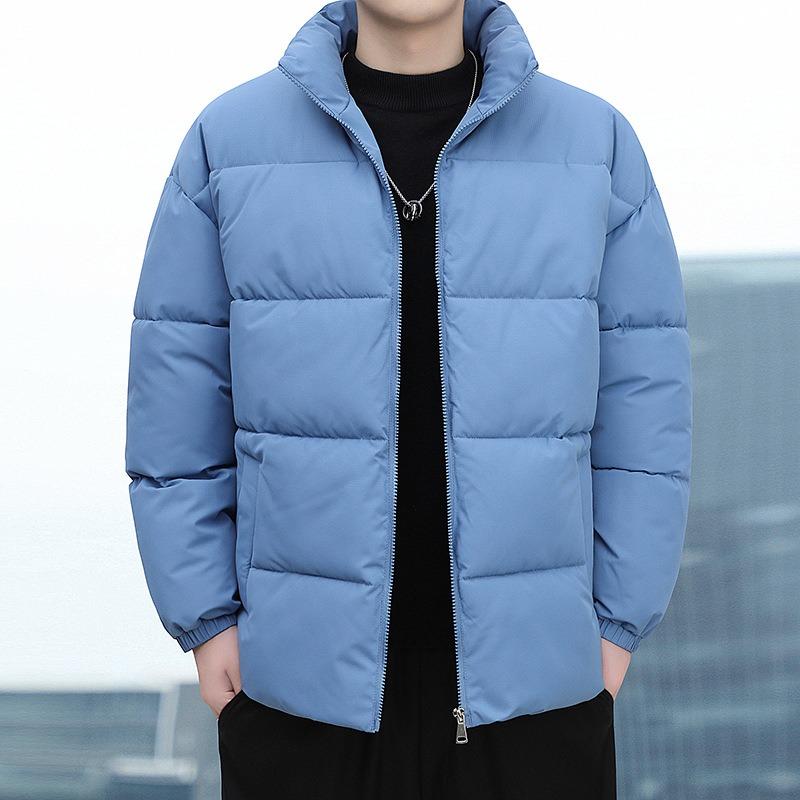 Mens Thickened Stand Collar Warm Casual Loose Winter Cotton Padded Jacket
