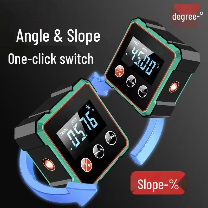Magnetic Digital Inclinometer with 360-Degree Laser Level & Protractor