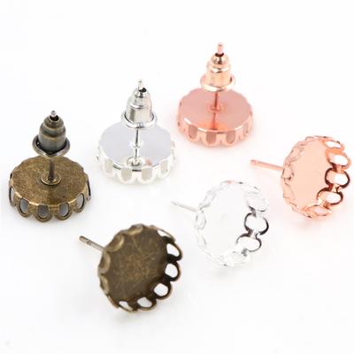 10/12/14/16mm 20pcs Colors Plated Earring Studs,Earrings Blank/Base,Fit 10-16mm Glass Cabochons,earring Setting Earring Bezels