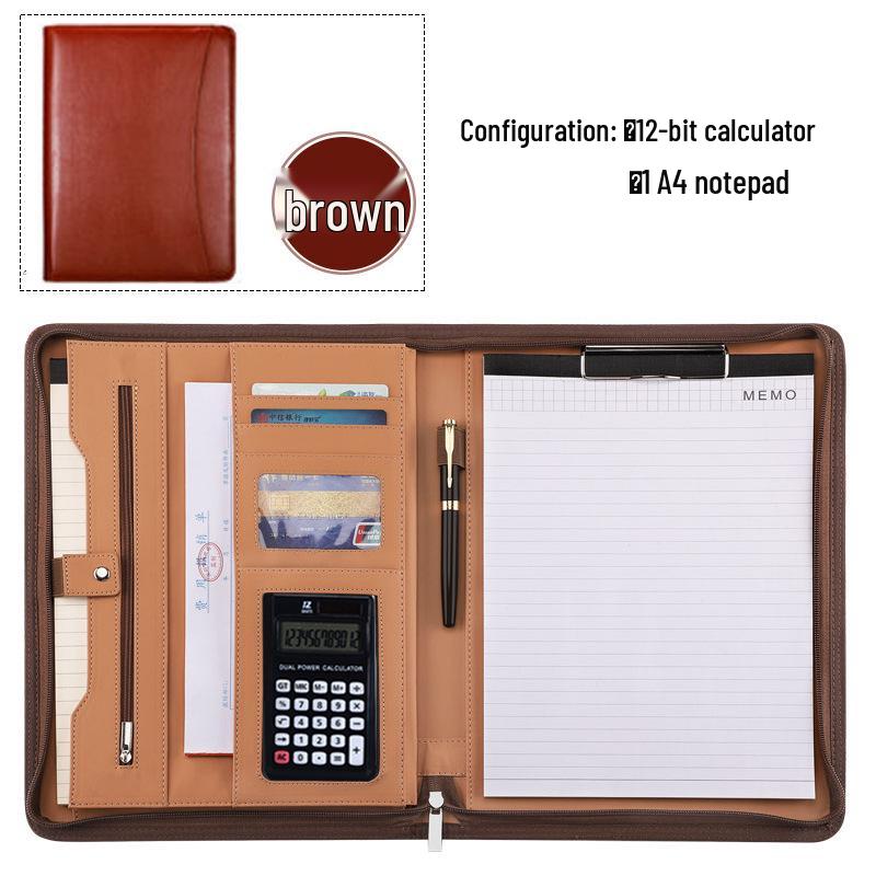 

Багатофункціональна шкіряна папка для документів формату А4 на блискавці - Офісне приладдя для бізнесу