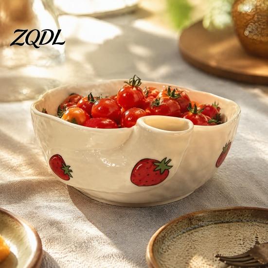 Anspruchsvolle Keramik-Küchendekoration Beeren-Waschschüssel mit Abflusslöchern, Obst-Professionelles Reinigungsgerät für Lebensmittel, Spülbecken, Sieb für