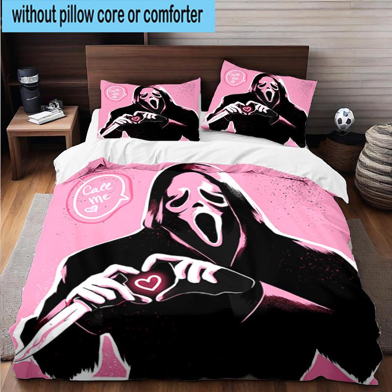 3PCS Scr-eam Horror Movie 3pcs Bedding,Including 3PCS Duvet Cover And 2pcs Pillowcases Perfect for Christmas,Ideal for Bedroom, Dormitory