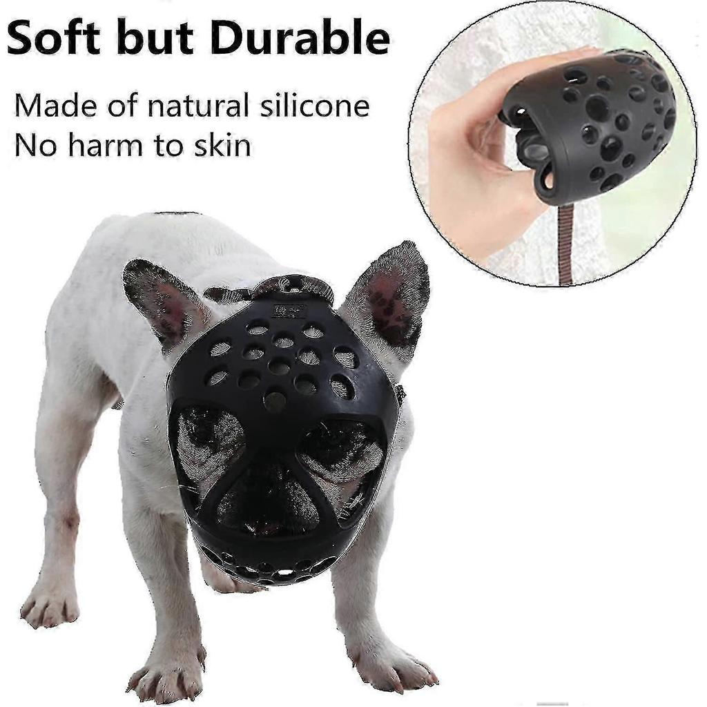 Dog Muzzle For Short Snout Dogs, Soft Silicone Muzzle For Biting Chewing, Ideal For Flat-faced Aggressive Dogs