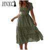 HNXC Summer Love Polka Dot Dress Women Casual A-Line Short Sleeve Square Collar Ruffle Midi Dress Chiffon Red Black Blue Green