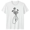 Hand Holding Flower Bouquet TShirt Botanical Line Art Floral Nature