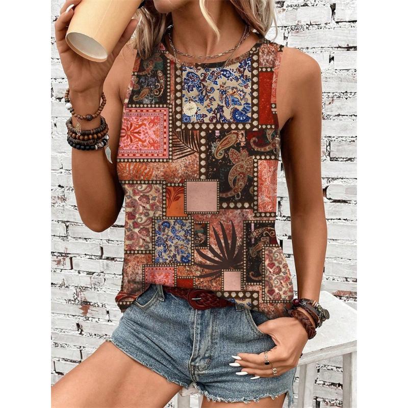 Summer Simple Striped 3D Print Tank Tops Women Fashion Streetwear Oversized O-Neck Vest Off Shoulder Sleeveless Woman Camisole