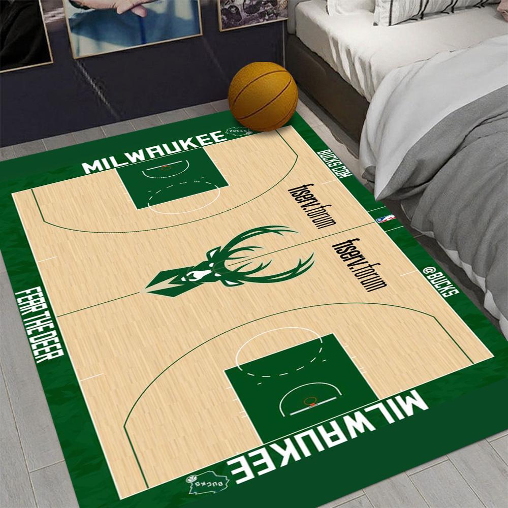 Vibrant Basketball Court Style Floor Mat Living Room Bedroom Home Non Slip Floor Mat Living Room Decoration Washable Carpet
