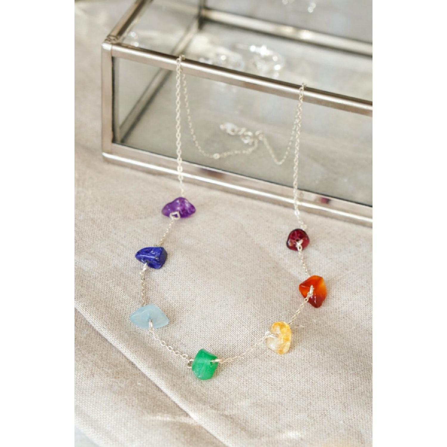 

Ожерелье ручной работы с натуральным камнем, 7 чакр, аметист, лазурит, аквамарин, авантюрин, цитрин, агат, гранат, йога