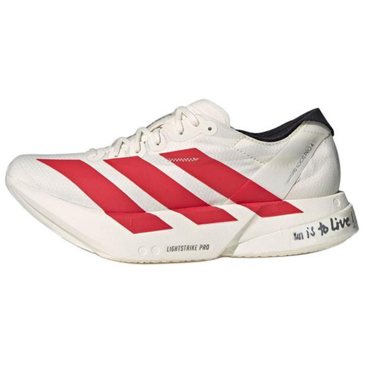 Adidas Adizero Adios Pro 4 Comfortable Versatile Durable Rebound Low-Top Running Shoes Women sneaker White Red JR6350