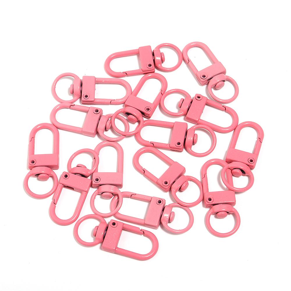 

10pcs/lot Metal Lobster Clasp Hooks Colorful Key Ring for Jewelry Making Findings DIY Keychain Bag Ornament Accessory Supplies 34X14mm розовый