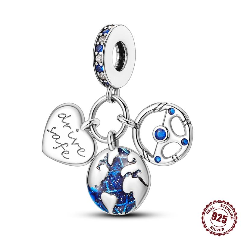 Panpoki 33 Style Copper Charms Travel Series Pendant Beads Fit Fine Bracelets & Bangles Diy Women Jewelry