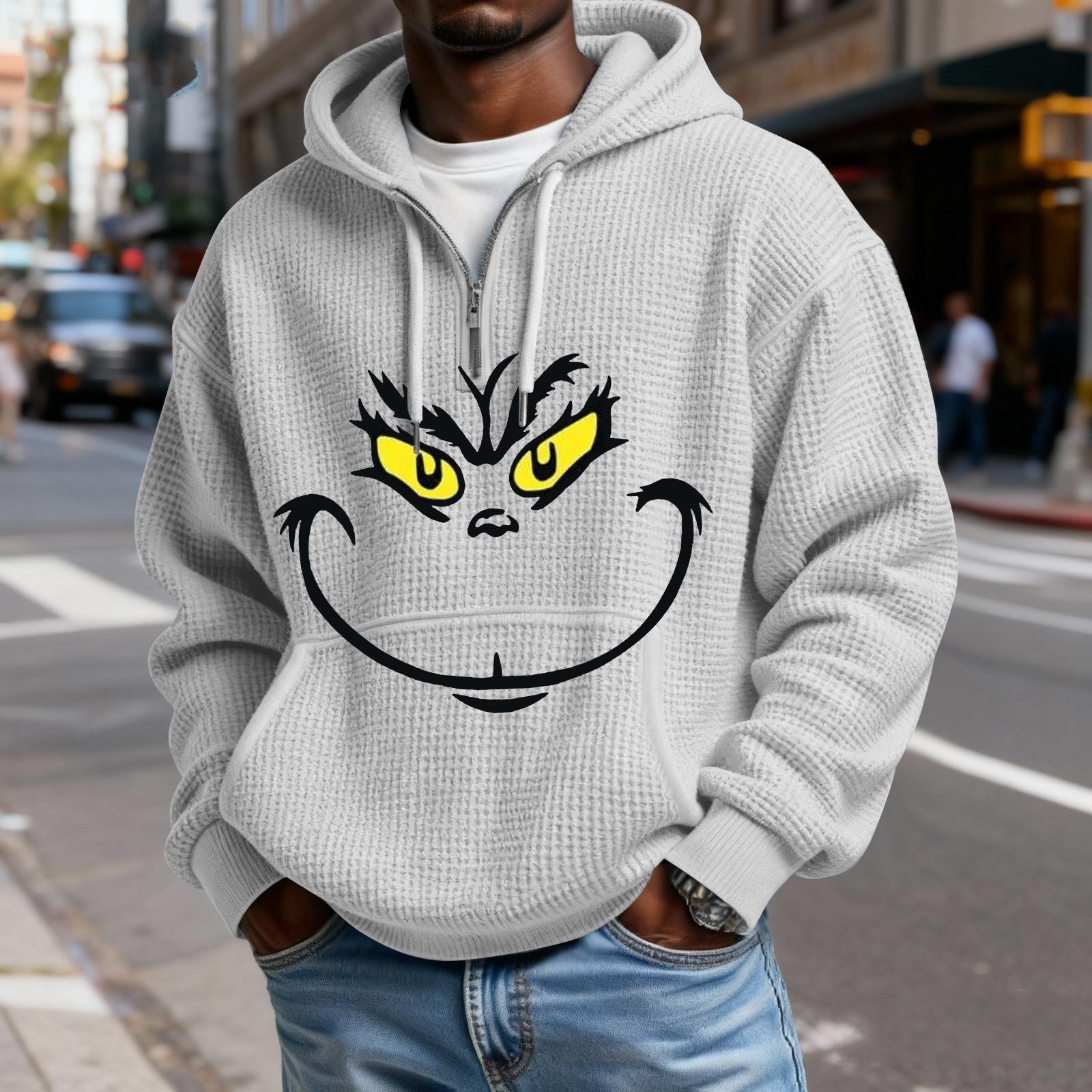 Men s Casual Color Zipper Long Sleeve Hooded Sweatshirt, Everyday Zipper Casual Long Sleeve T-Shirt XL белый