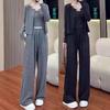 Casual Sports Spring and Autumn Fashion Age-reducing Foreign Style Long-sleeved Top Cardigan Suspender Wide-leg Pants Three-piece Set