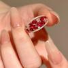 Second-Hand Vintage Red Corundum Diamond Ring for Women Plated with 18K Rose Gold European and American Retro Palace Style Index Finger Ring