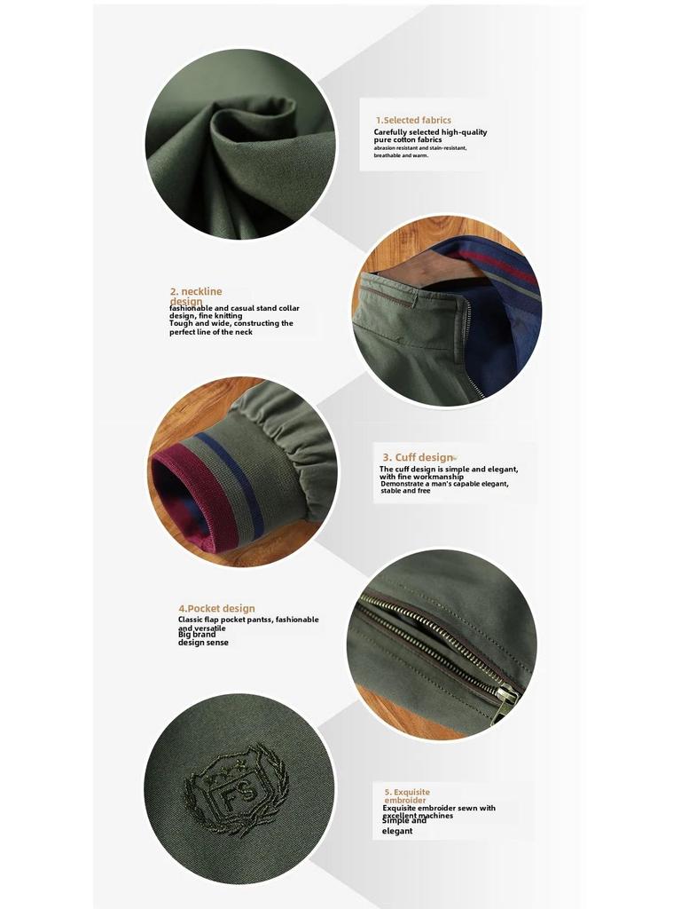 Pánská oboustranná bavlněná bunda na jaro a podzim - Stojáček, ležérní styl