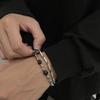 Obsidian Splicing Beaded Bracelet for Men Stainless Steel Unisex Versatile Hand Chain Cold Tone Personality Hip Hop Vintage Gift