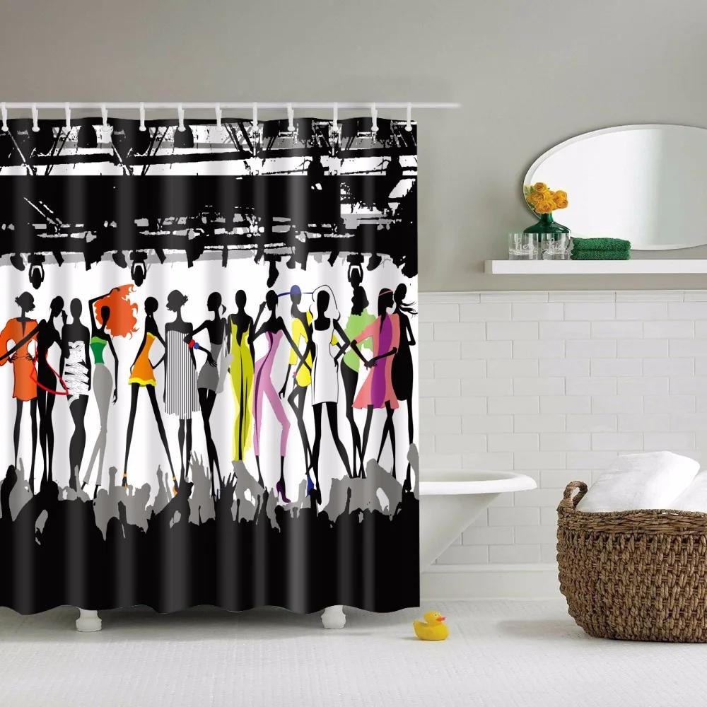 Beautiful Floral Fairy Shower Curtains Portrait Women Girl Waterproof Bath Curtain Bathroom Curtain Shower Curtain Hooks