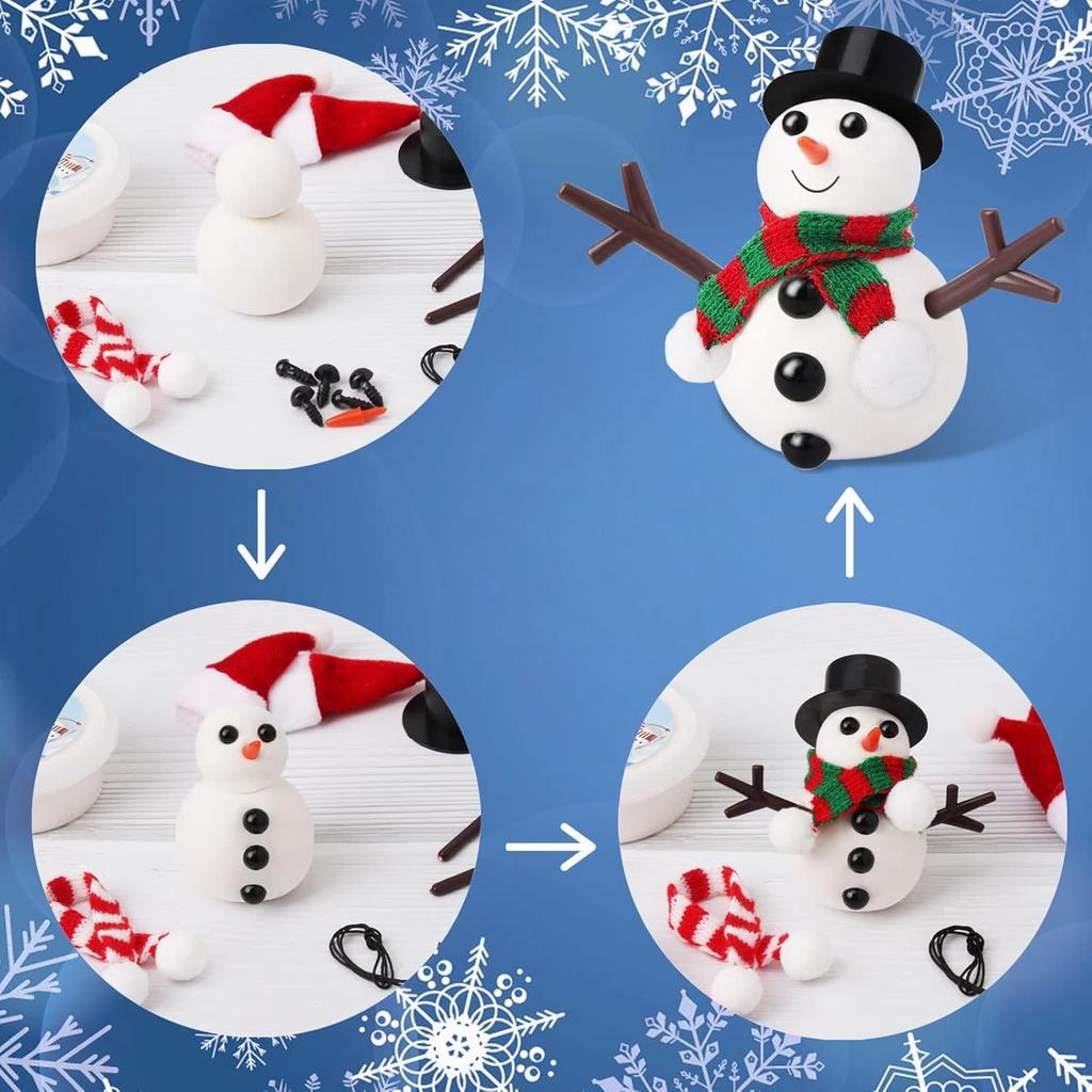 9 Pack Build a Snowman Kit Snowman Christmas Crafts for Kids Gift, Modeling Clay Snowman DIY Kit
